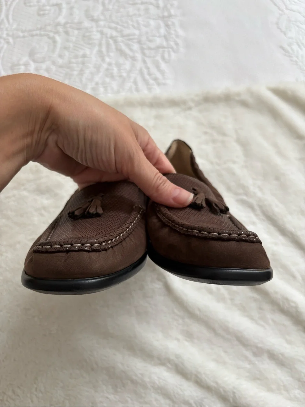 SAS hope tassel loafers brown leather slip on size 7
